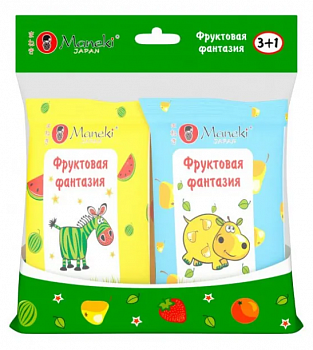 Maneki Салфетки влажные Fantasy Фруктовая фантазия детские, 4 х 8 шт.