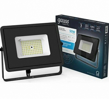 Прожектор Gauss Qplus 50W 6000lm 6500K 175-265V IP65 черный LED 1/10