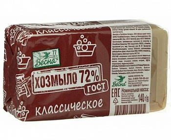 Мыло хозяйственное 72%, Весна, Классическое, 140 г, ГОСТ
