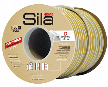 Sila Home D100, 9х7,4 мм уплотнитель самоклеящийся, белый, (1к-6шт), Польша 100м