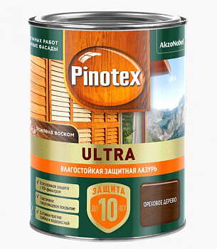 PINOTEX ULTRA лазурь защитная влагостойкая для древесины до 10 лет, ореховое дерево (0,9л) new