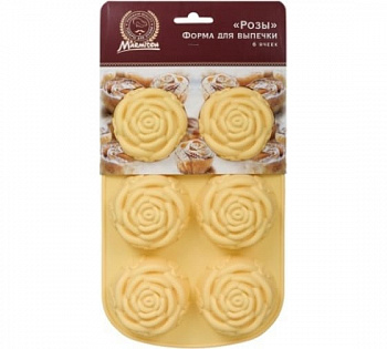 Форма силиконовая "Розы" 25,5*16,5*3 см, 6 ячеек, цвет в ассортименте MARMITON /20