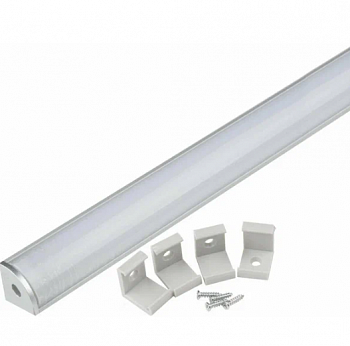 UFE-K06 SILVER/FROZEN 200 POLYBAG Угловой алюминиевый профиль с матовым рассеивателем, 200 см. 2 заг