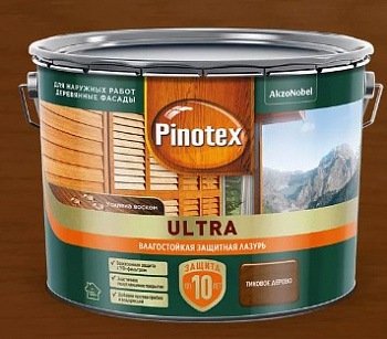 PINOTEX ULTRA лазурь защитная влагостойкая для древесины до 10 лет, тиковое дерево (9л) new