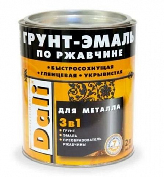 ГРУНТ- ЭМАЛЬ ПО РЖАВЧИНЕ "DALI" 3 В 1 МОЛОТКОВАЯ ЧЕРНАЯ  2 Л (1/3) "РОГНЕДА"