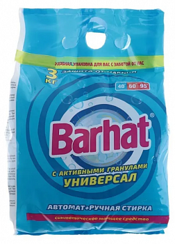 СТИРАЛЬНЫЙ ПОРОШОК "BARHAT" УНИВЕРСАЛ. АВТОМАТ + РУЧНАЯ СТИРКА 3 КГ (1/4)