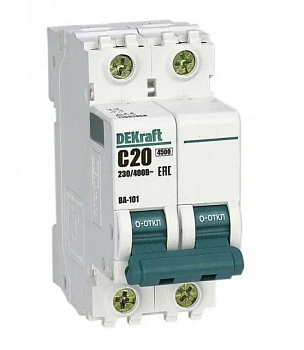 Автоматический выключатель Dekraft 2P 20A C 4.5кА ВА-101