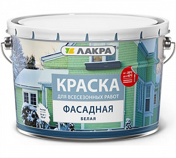 0007537 Краска фасадная всесезонная Лакра Белый 14кг Л-С
