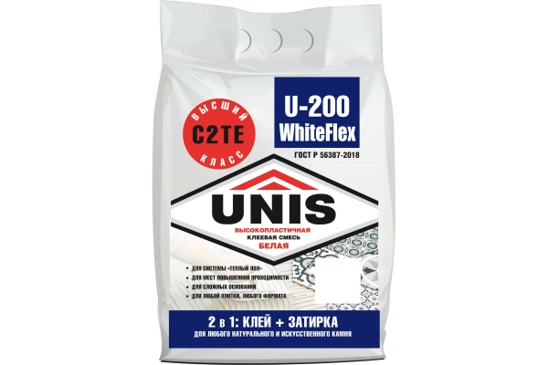 Unis WHITEFLEX U-100 клей для плитки эластичный 25кг.