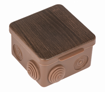 Коробка распаячная КМР-040-038 с крышкой (73х43) 4 мембранных ввода тёмное дерево IP54 EKF PROxima