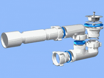 СИФОН ДЛЯ ДУШЕВОГО ПОДДОНА 1 1/2" Х 40 ММ С ГОФРОТРУБОЙ, РЕГУЛИР. (1/38) "ORIO" Е-82581