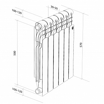 Радиатор алюминиевый Royal Thermo Revolution 500 - 4 секц.