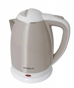 ERGOLUX ELX-KS02-C18 бежево-белый (чайник нерж.сталь/пластик, 1.8л, 160-250В, 1500-2300Вт)