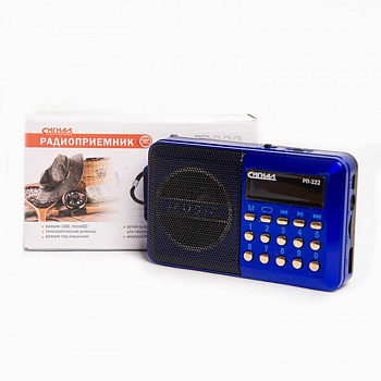 Радиоприемник "Сигнал РП-222", FM - 88-108 Мгц, ак.BL-5C, 220V, USB, SD, дисплей, 114х33х73 мм синий