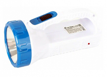 Ultraflash LED3861  (фонарь аккум. 220В  бел., 1Вт LED +12SMD LED, 2 реж, SLA, пласт., коробка)