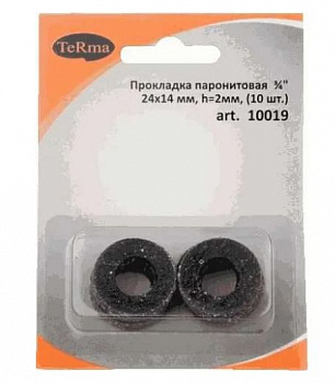 Набор прокладка 3/4" паронит ПМБ  24*14 h-2мм TeRma 10019 (упаковка 10 шт) в блистере