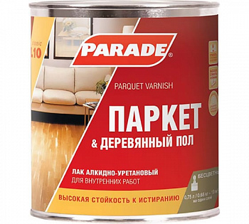 Лак паркетный алкидно-уретановый PARADE L10 Паркет & Деревянный пол Глянцев. 0,75л Россия