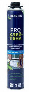 Клей-пена монтажный полиуретановый пистолетный всесезонный Bostik PRO 700 мл,