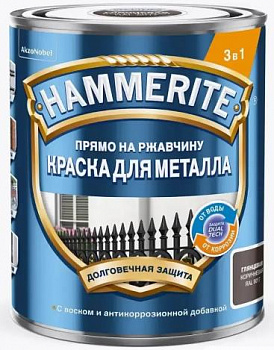 HAMMERITE краска для металла с молотковым эфф, прямо на ржавчину, RAL8017 коричневый (0,75л)