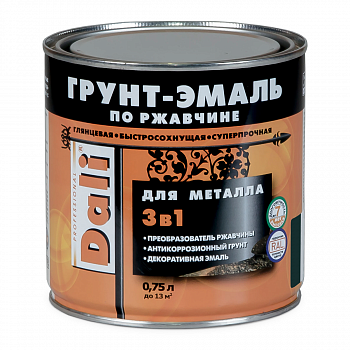 ГРУНТ- ЭМАЛЬ ПО РЖАВЧИНЕ "DALI"  3 В 1  БЕЛАЯ (RAL 9010)  0,75 Л (6) "РОГНЕДА"