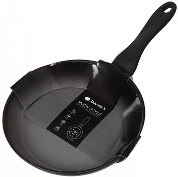 Сковорода МУН СТАЙЛ серебристо-черная 240мм антипригар покр без крышки, индукция DANIKS FPW-24-SLVR-