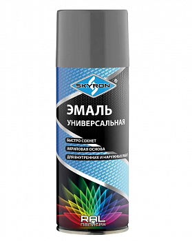 SR-17046 Эмаль универсальная акриловая SKYRON "ТЕМНО-СЕРАЯ" (RAL 7046) (аэрозоль) 520 мл.