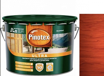PINOTEX ULTRA лазурь защитная влагостойкая для древесины до 10 лет, красное дерево (9л) new
