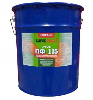 Эмаль ПФ-115 универсальная алкидная Profilux Superprice полуматовая черная 20 кг, 