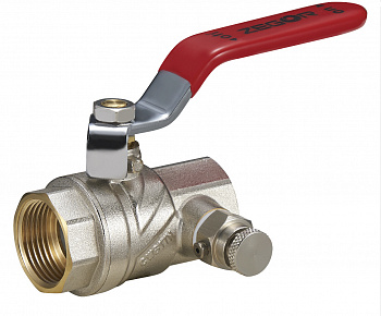 FS12, Кран шар/латун (CW617N) 3/4" полнопрох.с дренажем и воздухоотводчиком, ручка гайка/гайка (РГГ)