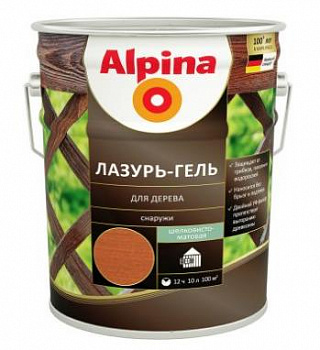 ALPINA лазурь-гель для дерева шелковисто-матовый, махагон (10л)