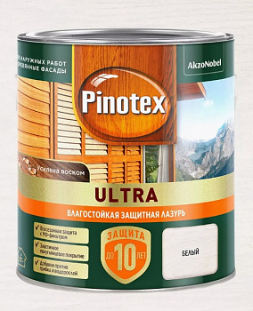 PINOTEX ULTRA лазурь защитная влагостойкая для древесины до 10 лет, белый (2,5л) new