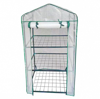 UGH-R10 H125 GREEN/WHITE Парник-стеллаж для рассады, 3 полки, 60x40x125см. Металлическая труба в ПВХ