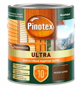 PINOTEX ULTRA лазурь защитная влагостойкая для древесины до 10 лет, ореховое дерево (2,5л) new