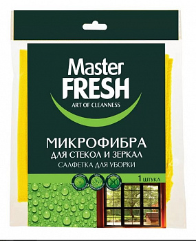 САЛФЕТКА ДЛЯ СТЕКОЛ 30*30 СМ (МИКРОФИБРА) (1/50) "MASTER FRESH"