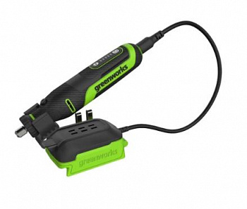Гравер акк. Greenworks G24RT, 24V, б/щ, 6500–35000 об/мин, цанги 2,4/3,2мм, осн. 52 шт, без АКБ и ЗУ
