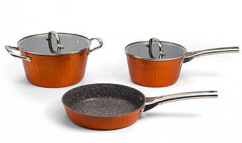 Galaxy GL 9515 ОРАНЖЕВЫЙ (4шт) Набор посуды 5предметов :  кастрюля с крышкой  24*12,5 см (4,6л )