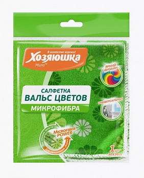 Хозяюшка  Салфетка универсальная микрофибра Вальс цветов 30*30см.