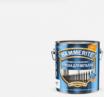 HAMMERITE краска для металла, прямо на ржавчину, глянцевая, RAL 9003 белый (2л) new
