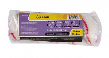 ВАЛИК ЗАПАСНОЙ ПОЛИАМИД ПРОФИ  D48/180 ММ (ВОРС 12 ММ) БЮГЕЛЬ 8 ММ (1/100)  "KRAFOR" 015-0180