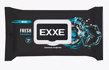 САЛФЕТКИ ВЛАЖНЫЕ "FRESH MEN" УПАК. 100 ШТ. (1/12) "EXXE"