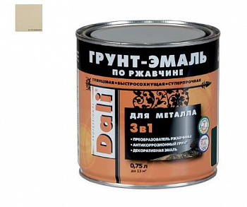 ГРУНТ- ЭМАЛЬ ПО РЖАВЧИНЕ "DALI"  3 В 1 СЛОНОВАЯ КОСТЬ (RAL 1014)  0,75 Л (1/6) "РОГНЕДА"