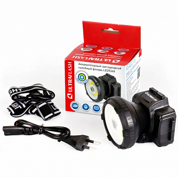Ultraflash фонарь налобный LED5368 (акк.4V 0.5Ah) 1.2W LED+COB(160lm), до 60м, з/у 220V, 2 реж